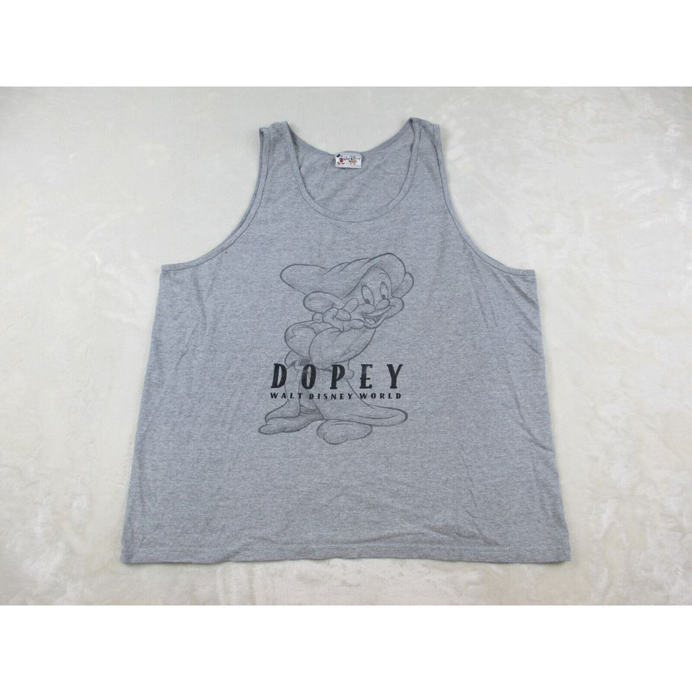 VINTAGE Disney Shirt‎ Mens Extra Large Gray Dopey Disney World Tank Top 90s*